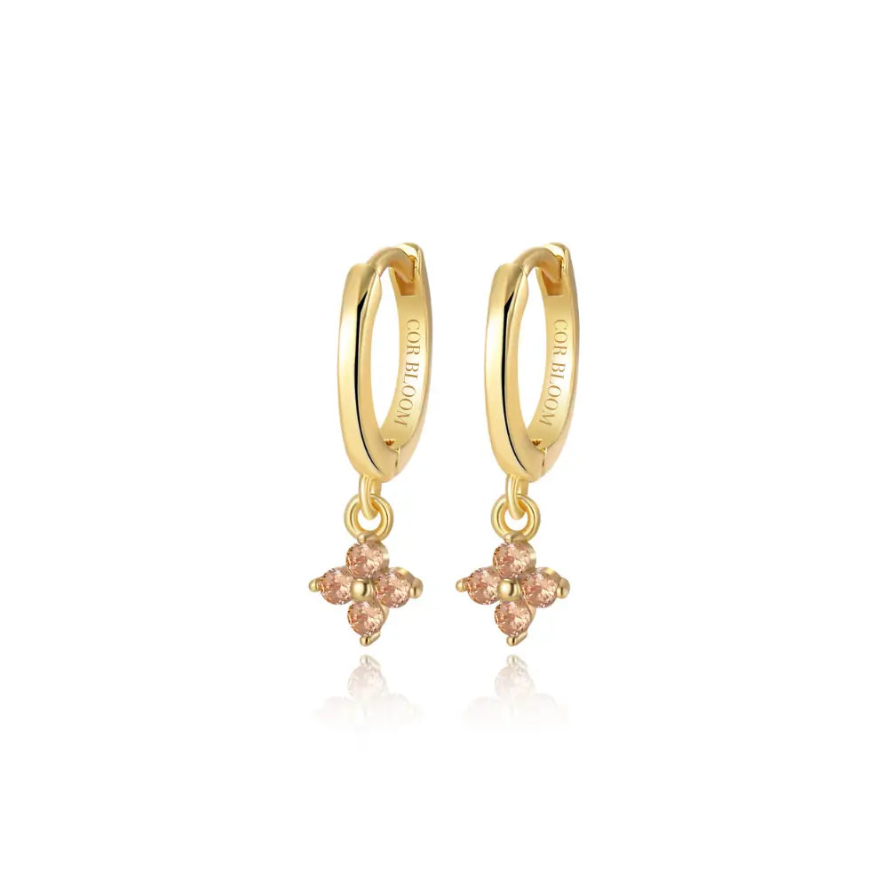 Alaiya Champagne Four-Leaf Clover Hoop Earrings