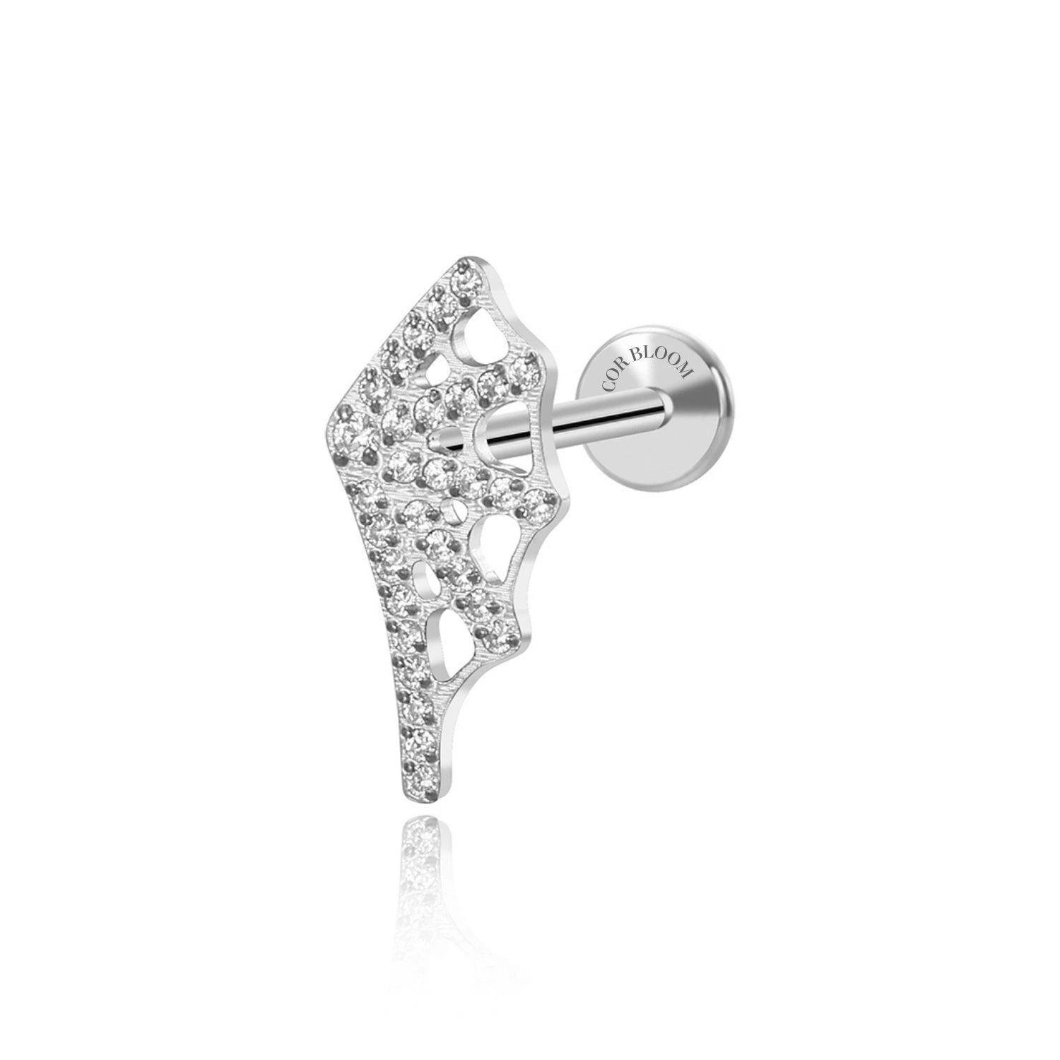 Titanium Diamond Spider Net Piercing Stud (Left Ear)