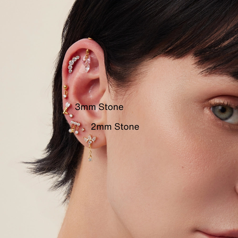 Titanium Multisize White Crystal Stud