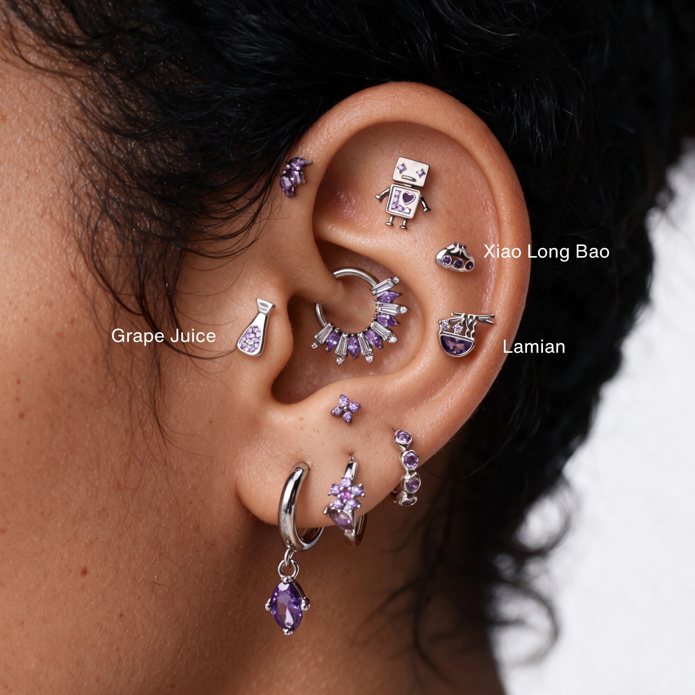 Magic Lamian Flat Back Stud - Amethyst (Pair)