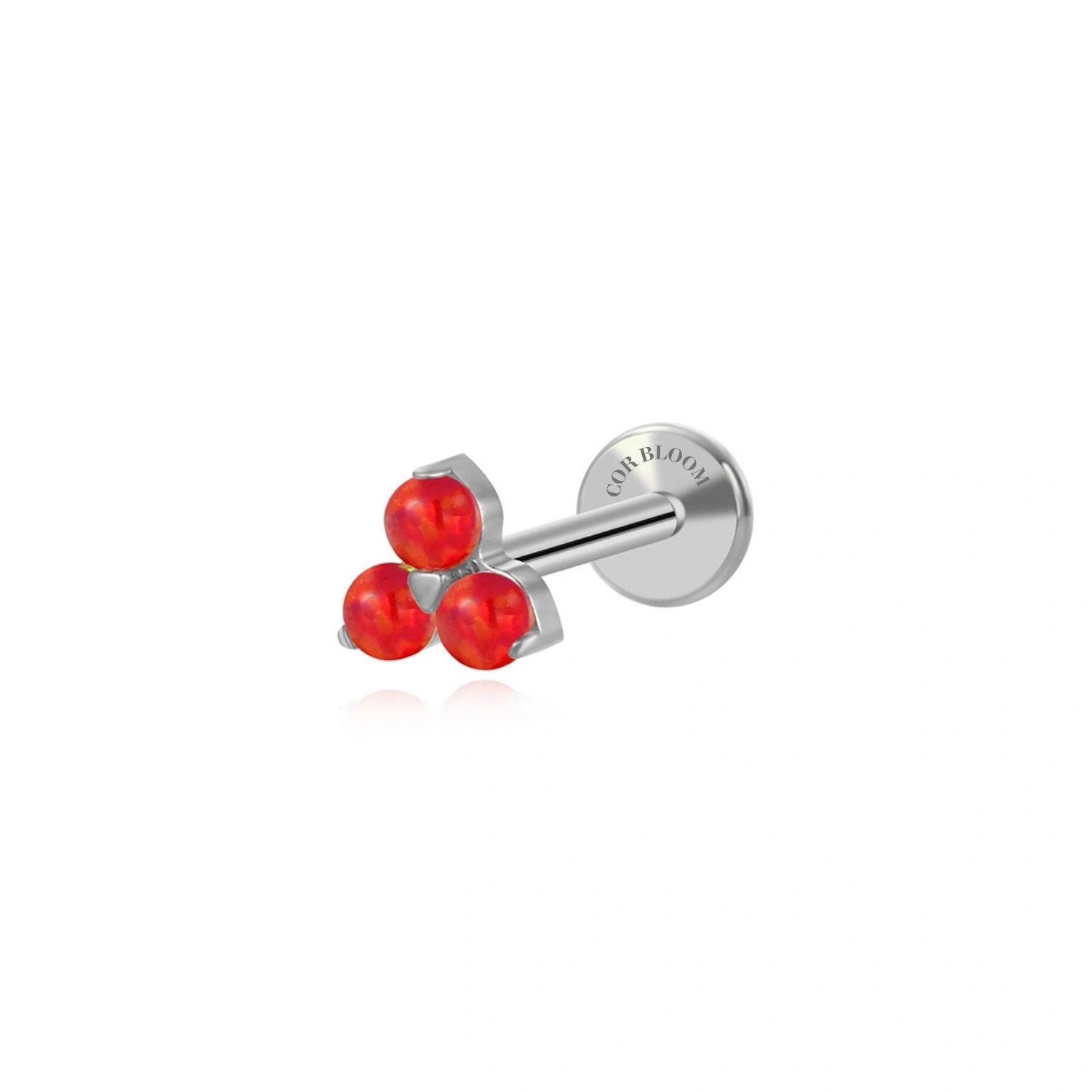 Titanium Mini Red Cherry Opal Triangle Flat Back Stud