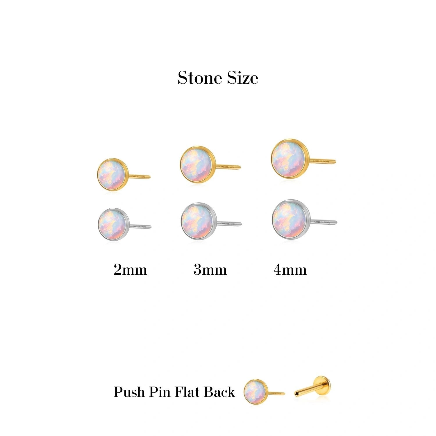 Titanium Cornflower Blue Opal Push Pin Piercing Stud