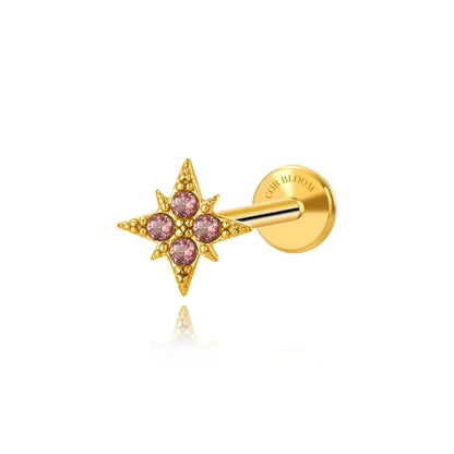 Rhodolite Star Piercing Stud