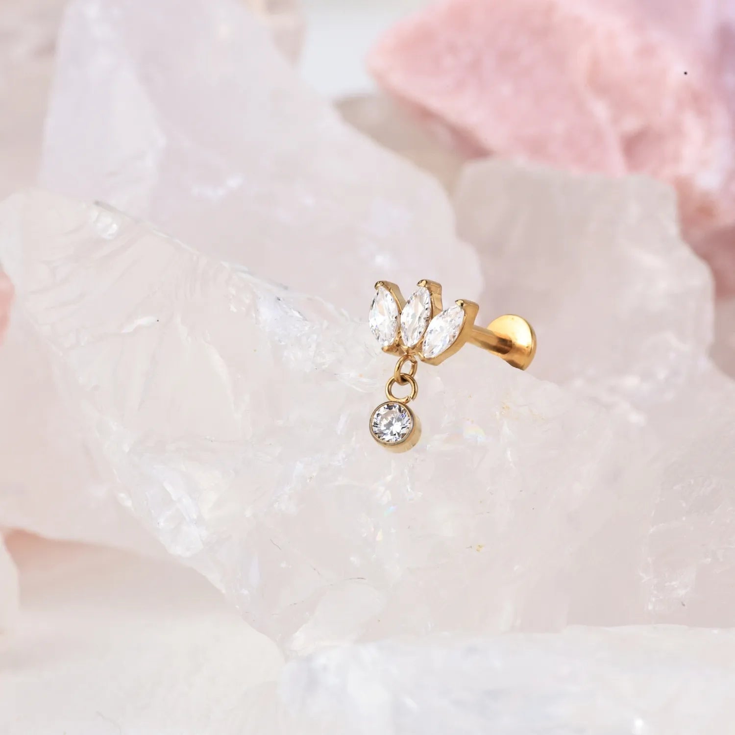 Titanium Amaya 3-Petal Dangle Piercing Earring