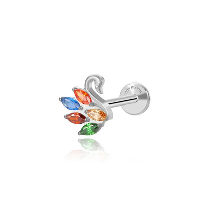 Titanium Euphoria Swan Flat Back Stud