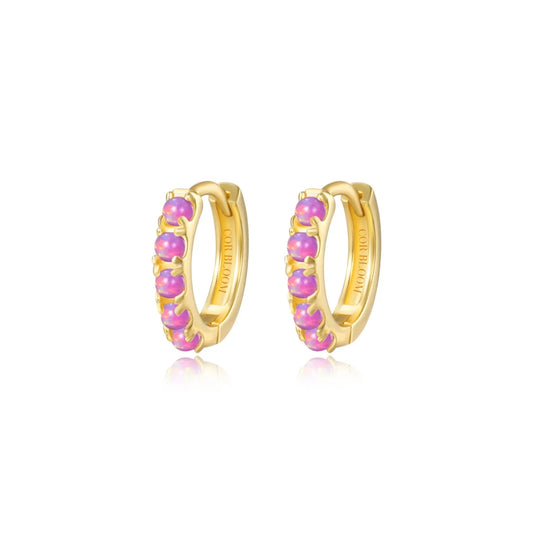 Yianna Violet Flame Opal Hoop Earrings