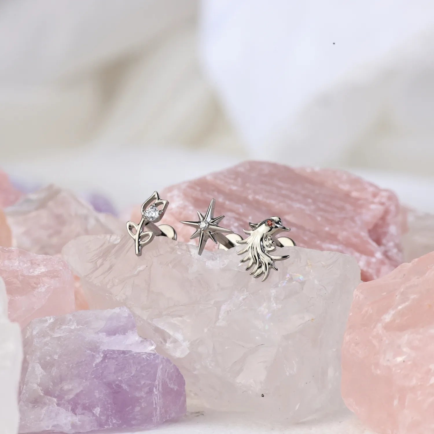 Titanium Fiery Phoenix Piercing Stud