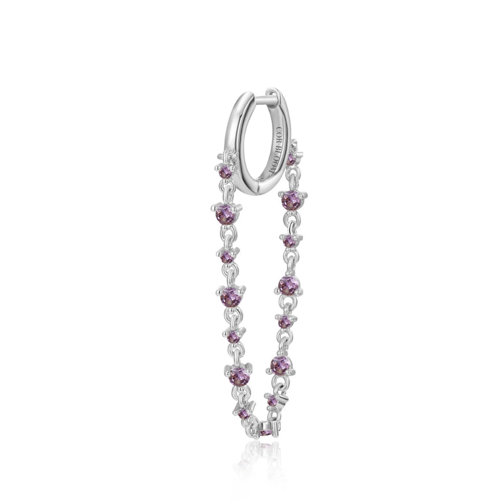 Livia Amethyst Dangling Chain Hoop Earring