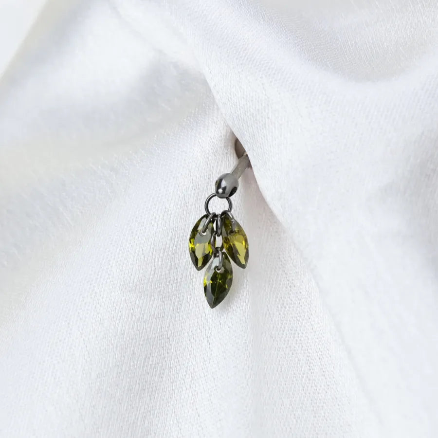 Peridot - Titanium Floating Plume Flat Back Earring | Vertical Helix Stud