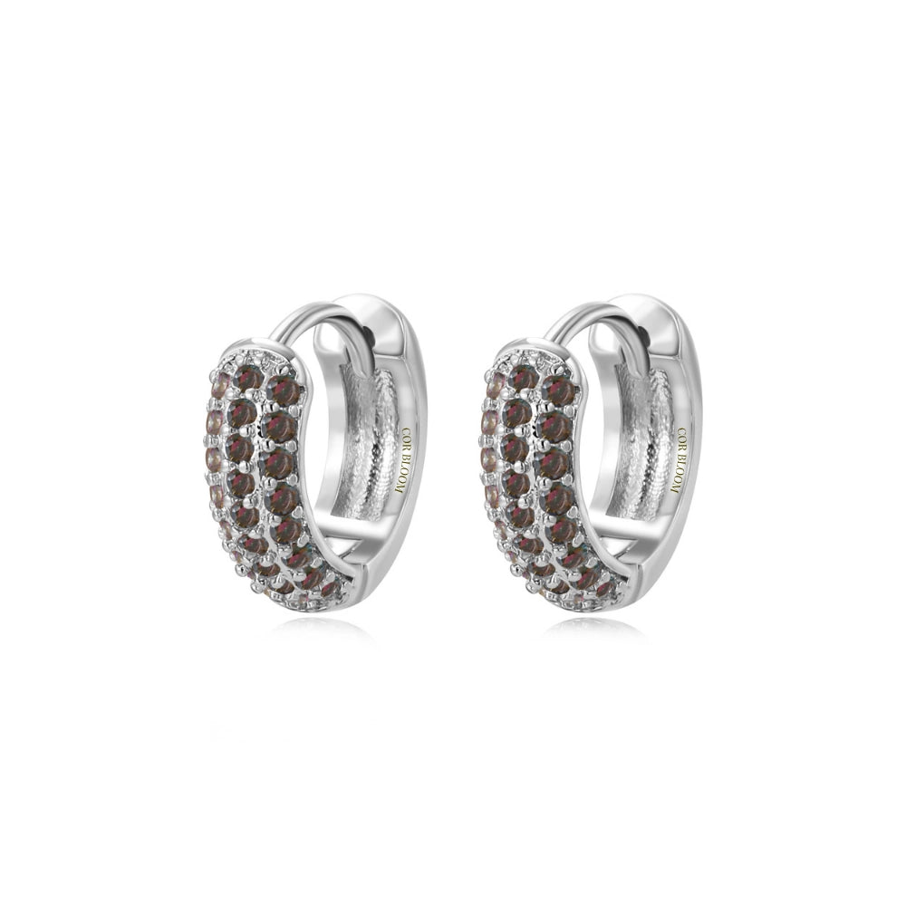 Lysander Pave Gem Hoop Earrings - Dark Iridescent