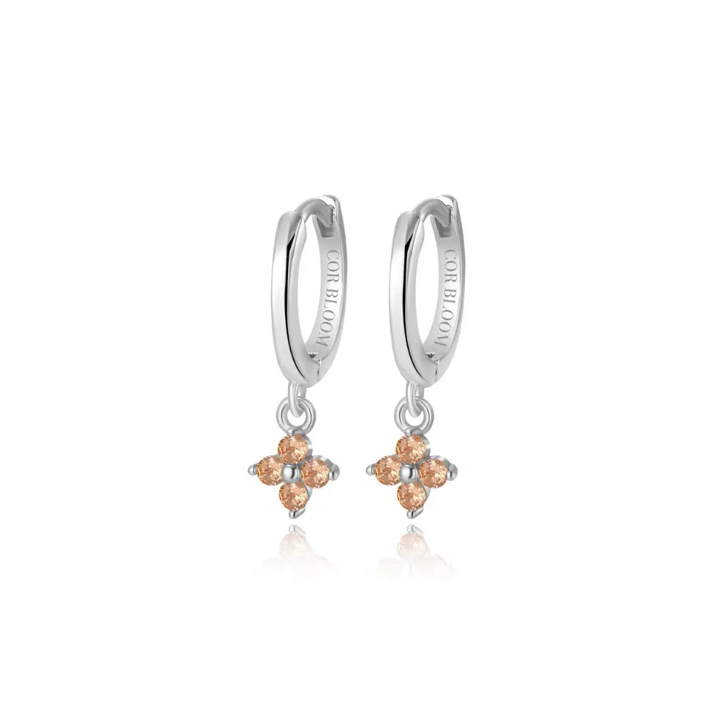 Alaiya Champagne Four-Leaf Clover Hoop Earrings