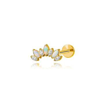 Titanium Ariadne 7-Petal Opal Crown Flat Back Stud