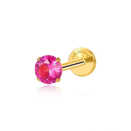 Titanium Multisize Ruby Gemstone Piercing Stud