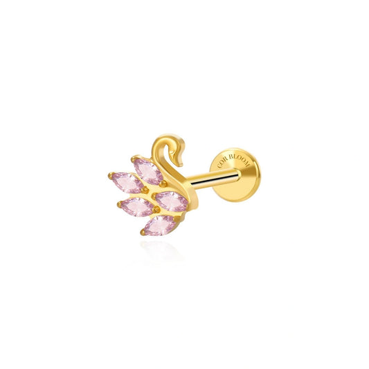 Titanium Princess Pink Swan Flat Back Stud