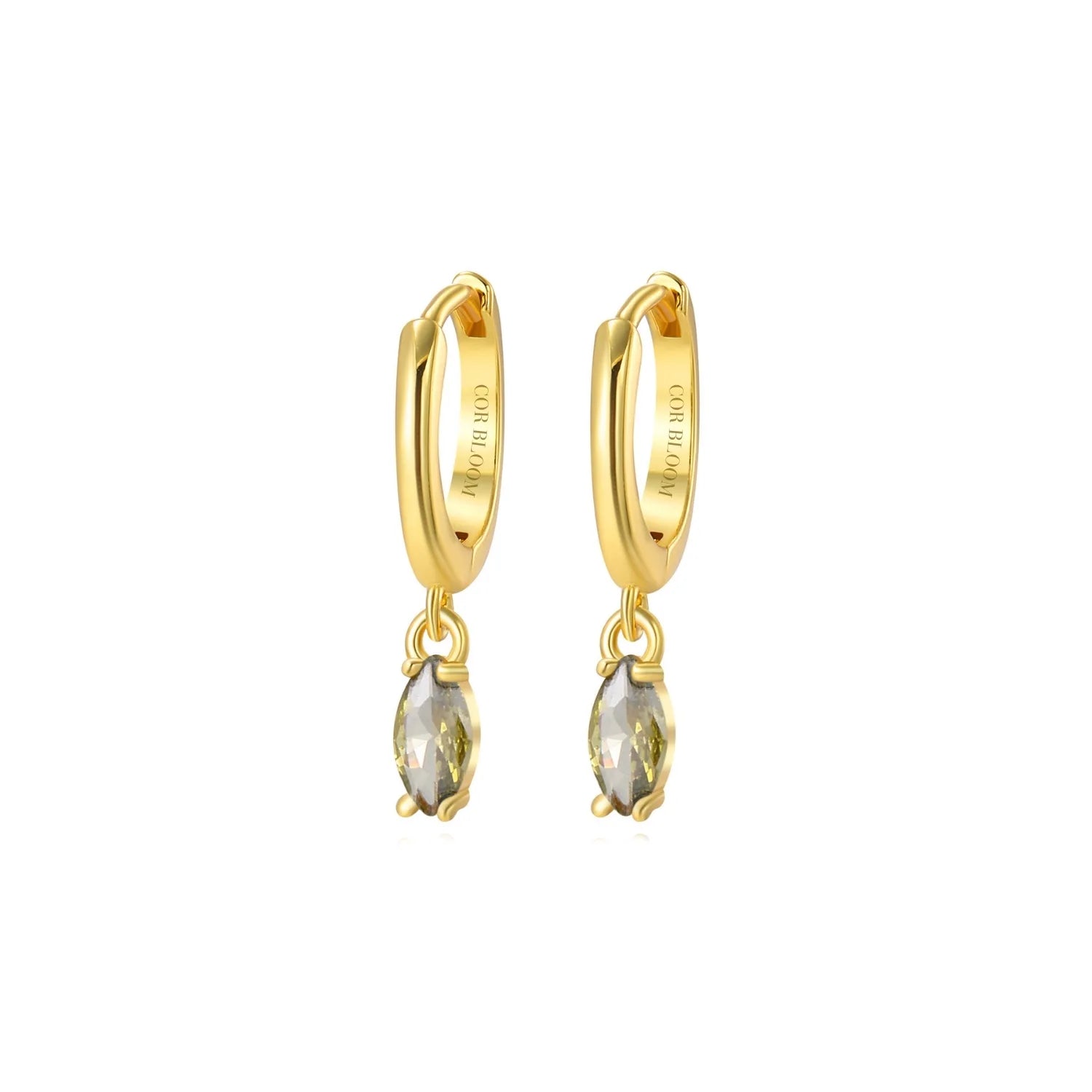 Doris Peridot Marquise Charm Hoop Earrings