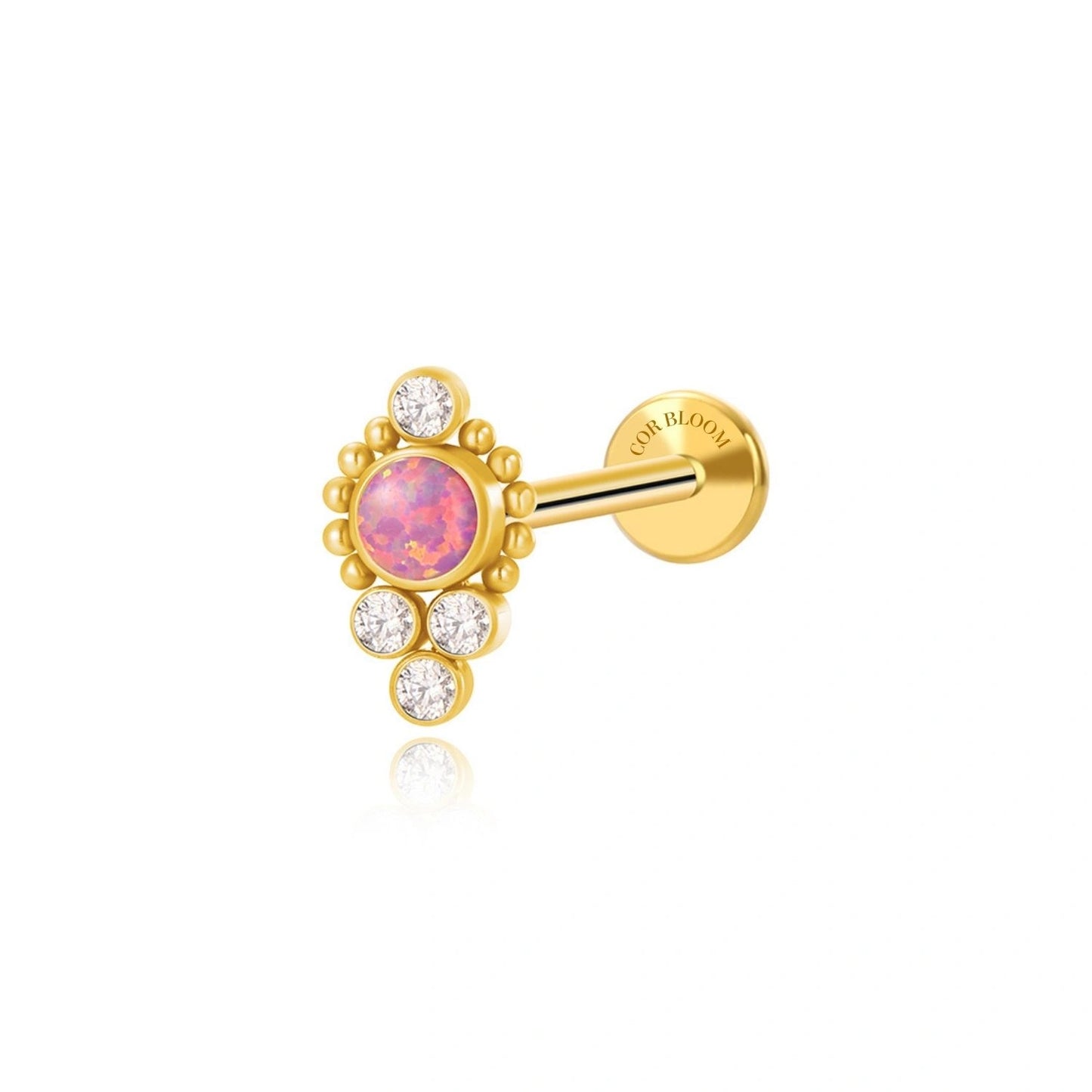 Titanium Vanya Pink Opal Flat Back Stud