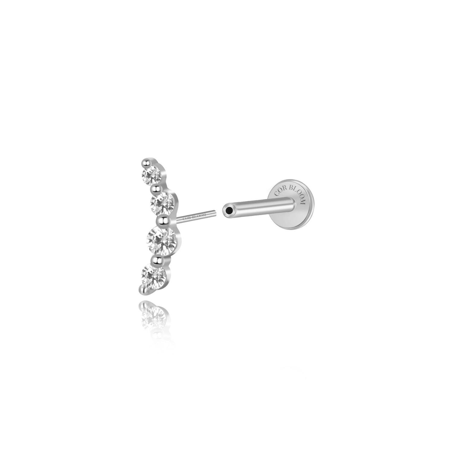 Minimal Mini Curve Stud – Clear Crystal