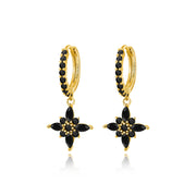 Lydia Black Spinel Starflower Drop Earrings