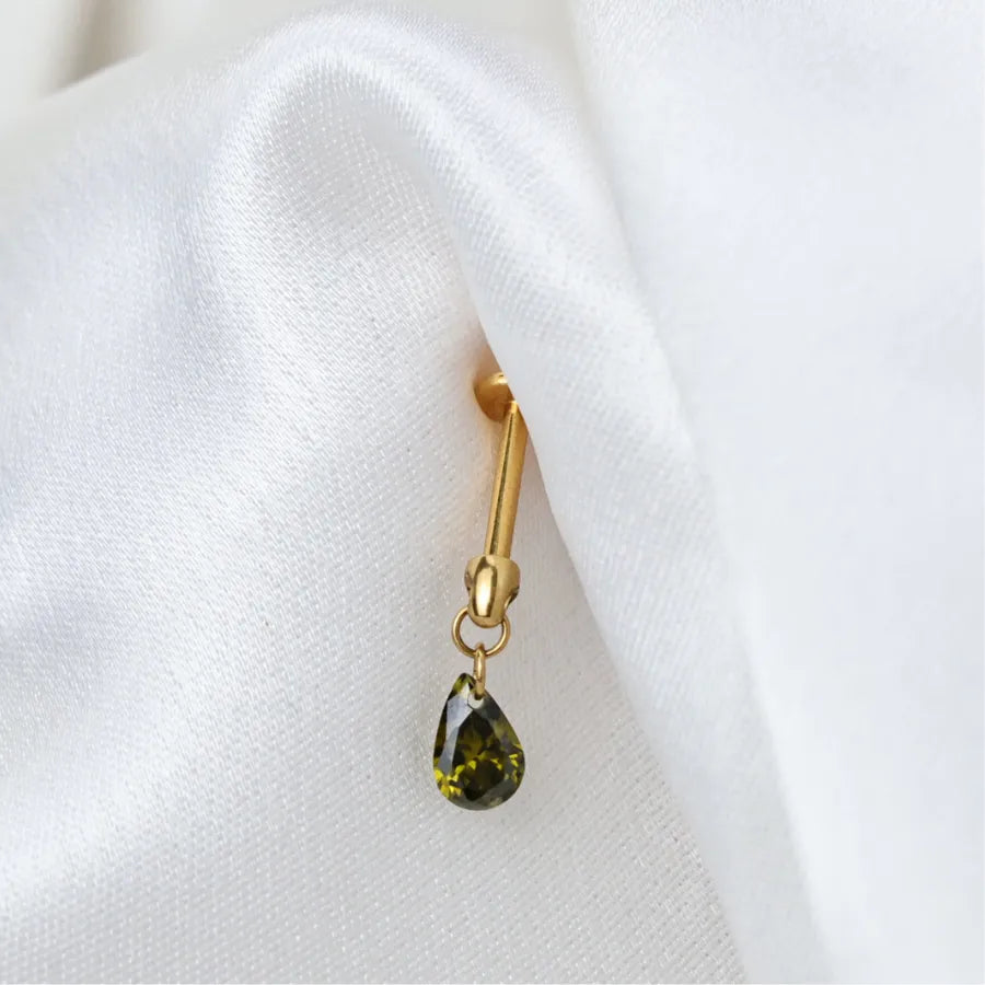 Titanium Freyja Floating Waterdrop Stud | Vertical Helix Earring - Peridot
