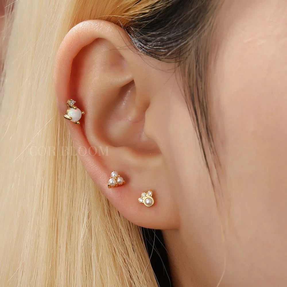 Flat back sales pearl earrings