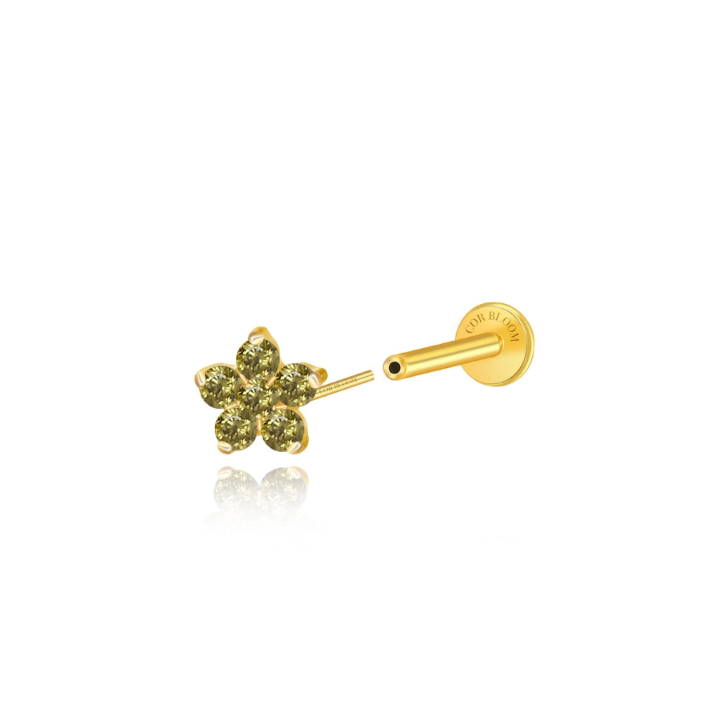 Titanium Nova Flower Stud - Peridot