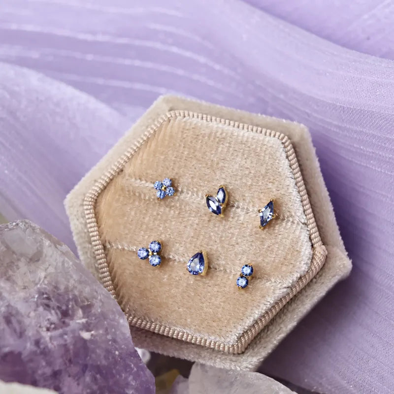 Titanium Akosua Mini Duo Petal Tanzanite Stud