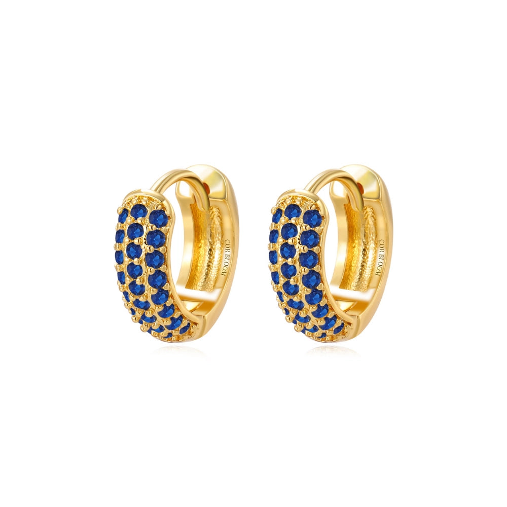 Lysander Pave Gem Hoop Earrings - Blue Sapphire