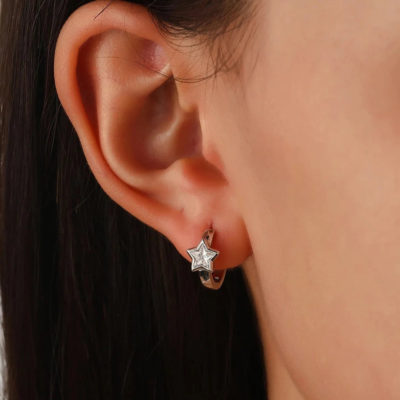 Crystal Star Huggie Earrings