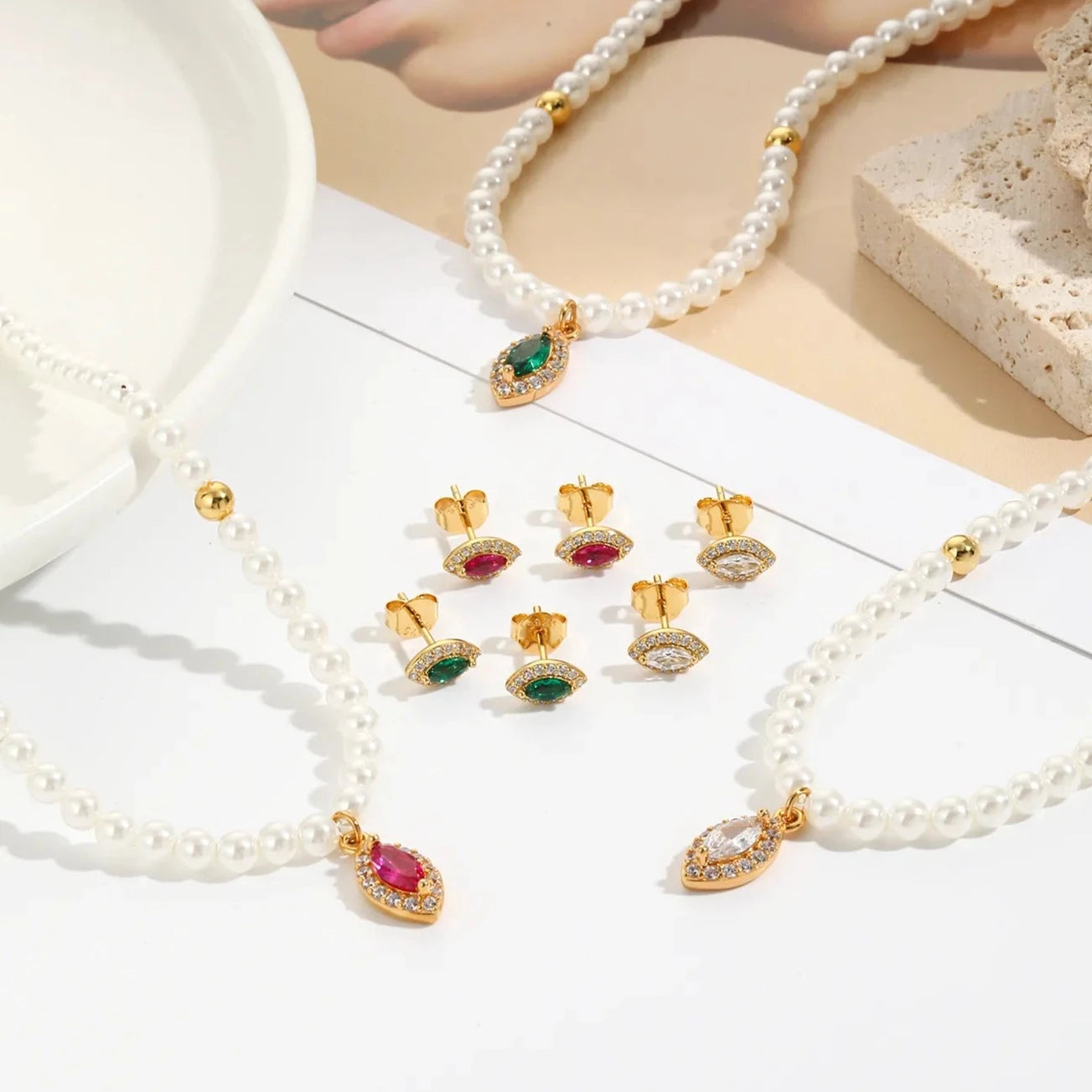 Luxe Oval Crystal Gemstone Stud Earrings