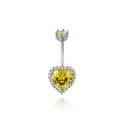 Olive Green Heart Belly Button Ring
