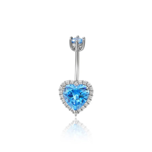 Blue Ocean Royal Heart Belly Button Ring