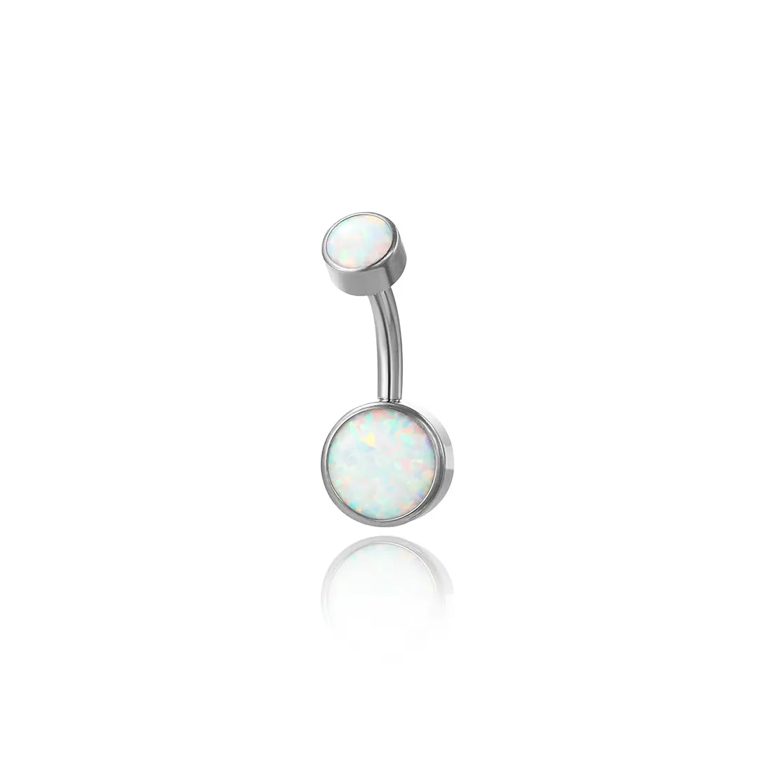 Implant-Grade Titanium White Opal Belly Button Ring