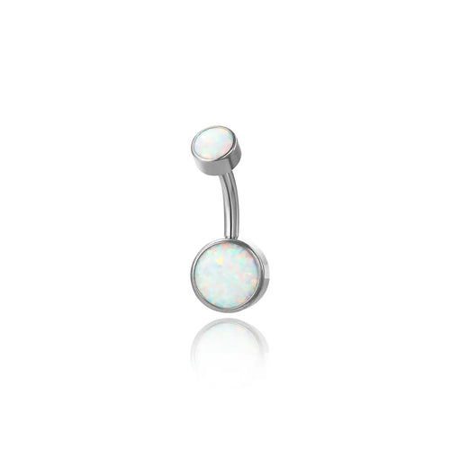 Implant-Grade Titanium White Opal Belly Button Ring