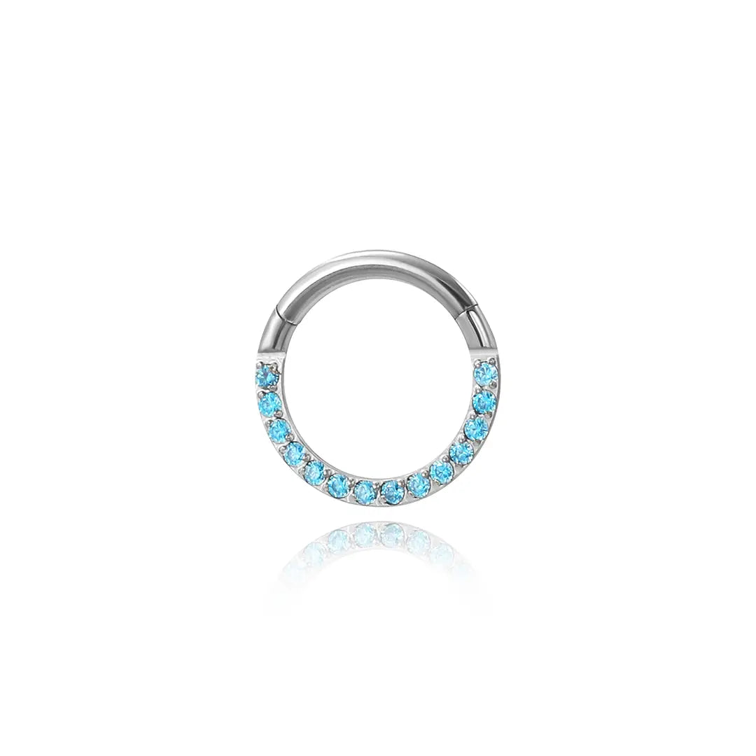 Titanium Aquamarine Daith Ring | Septum Clicker
