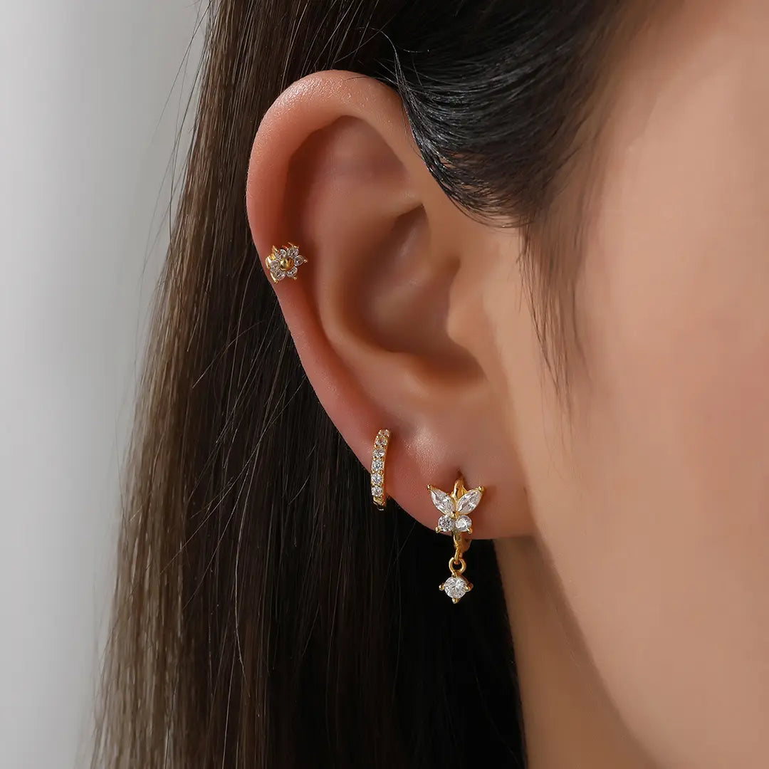 Nefeli Diamond Butterfly Huggie Earrings