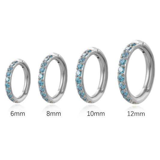 Implant Grade Titanium Aquamarine Blue Cartilage Hoop • Septum Ring