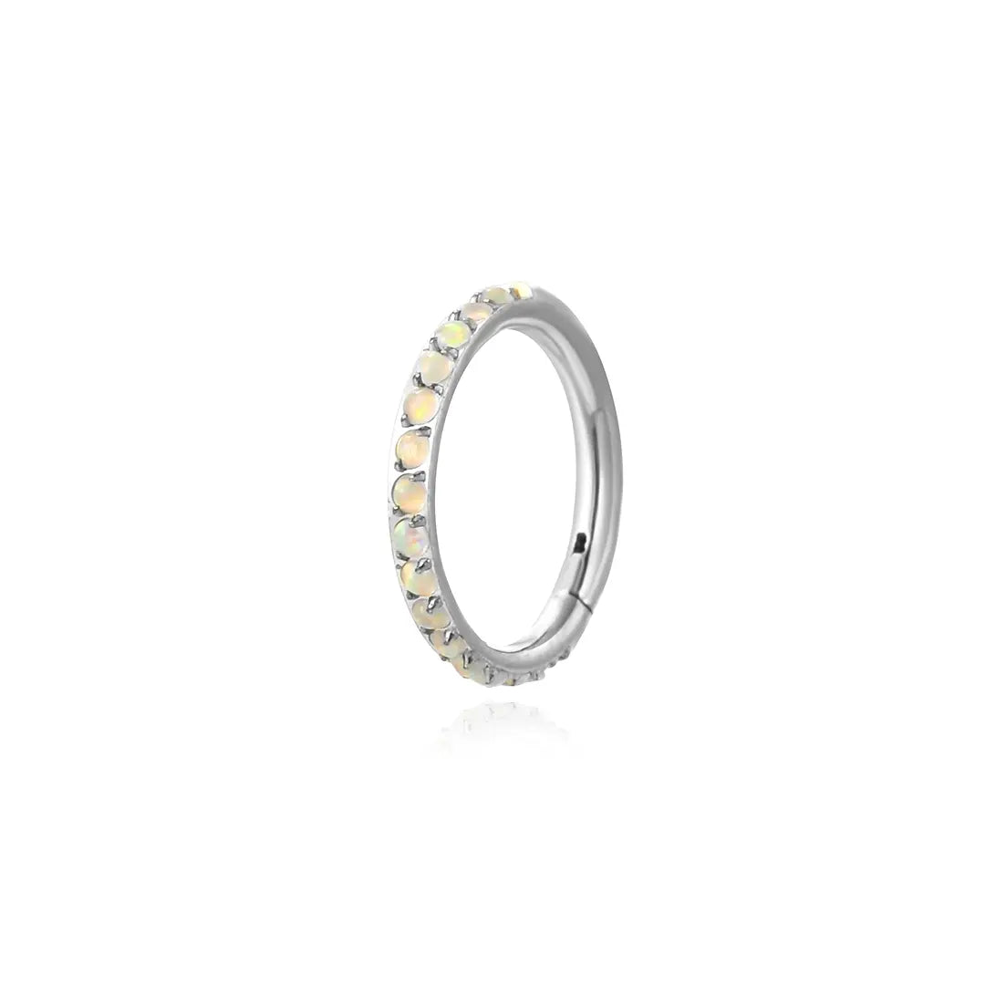 Implant Grade Titanium White Opal Cartilage Hoop • Septum Ring