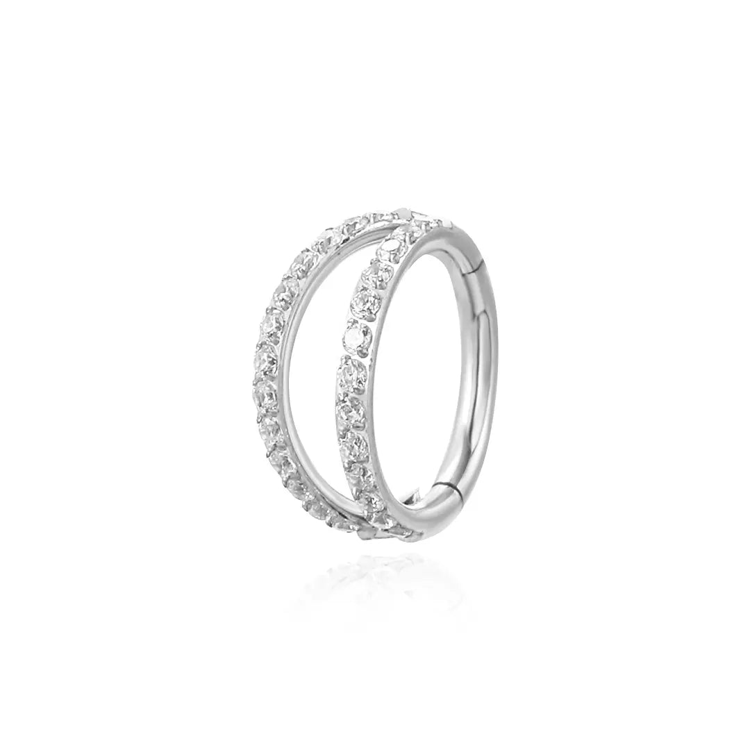 Titanium Duo Diamond Pave Layer Clicker • Septum Ring