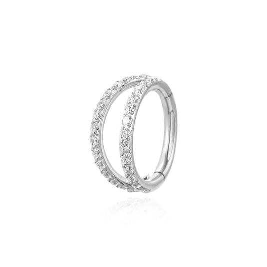 Titanium Duo Diamond Pave Layer Clicker • Septum Ring