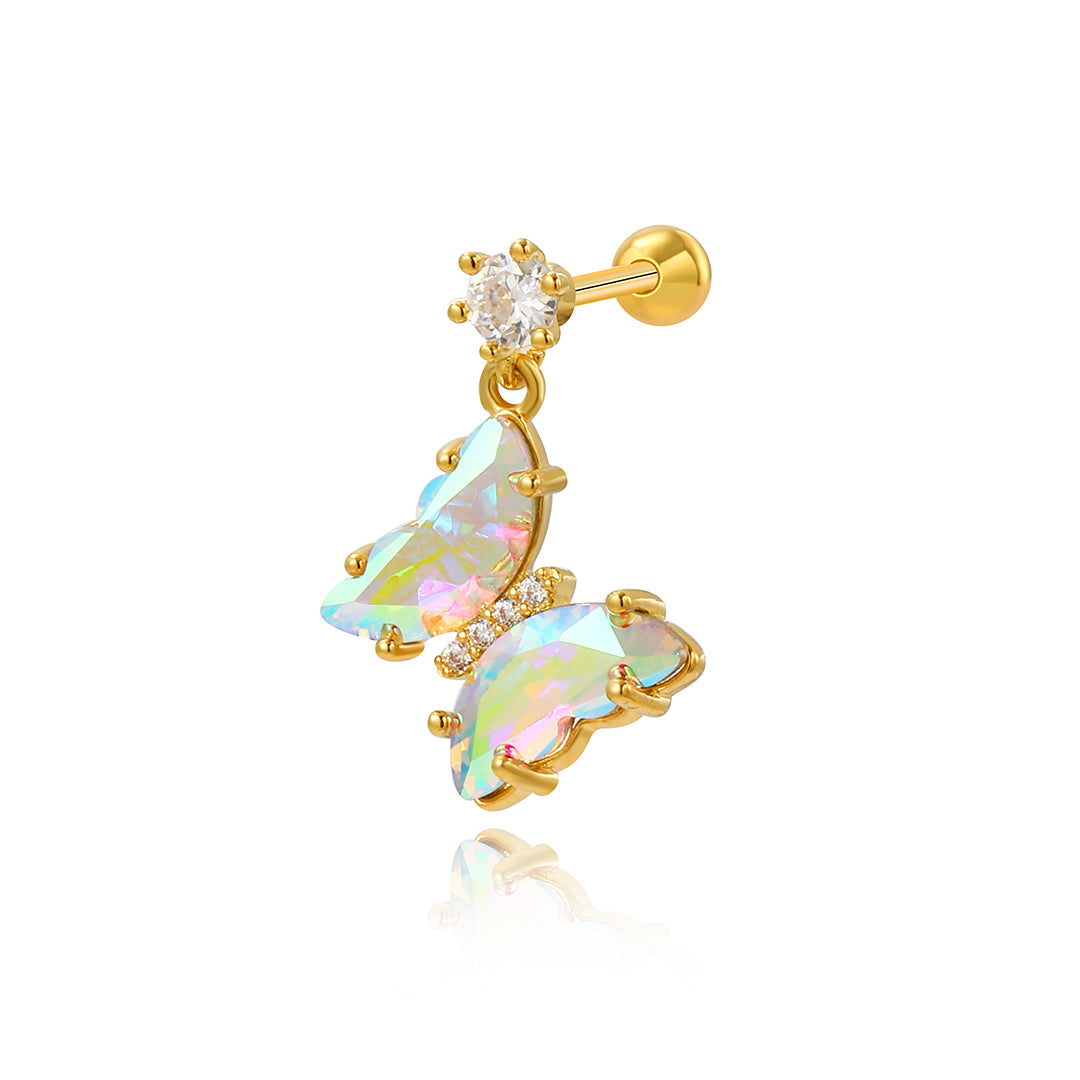 AB Butterfly Dangling Ball End Stud Earring