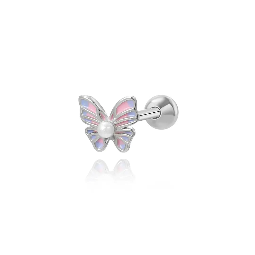 Small Violet Butterfly Screw Back Earring