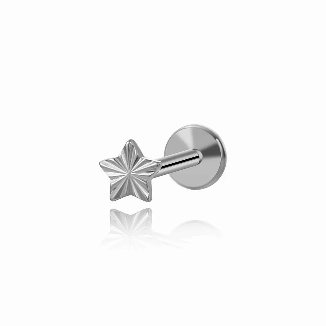 Titanium Small Radiant Star Flat Back Stud