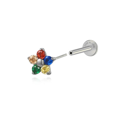 Titanium Multicolor Flower Flat Back Stud