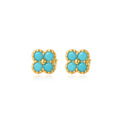 Four-Leaf Turquoise Stud Earrings