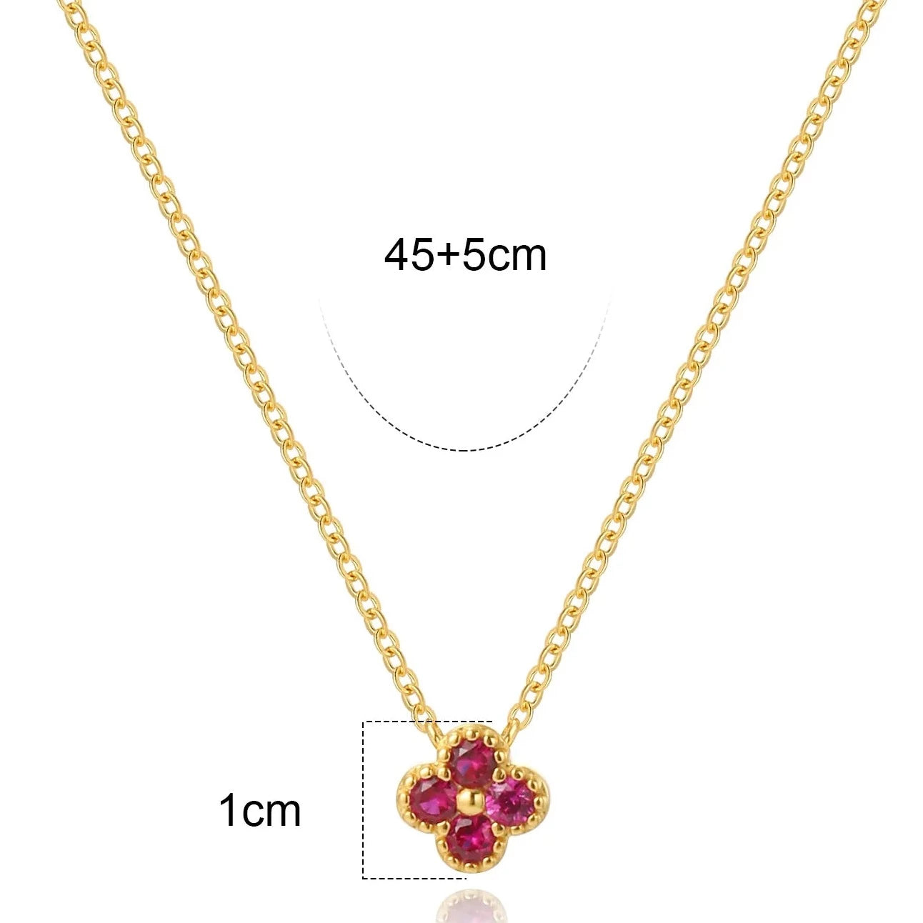 Four-Leaf Ruby Gemstone Necklace