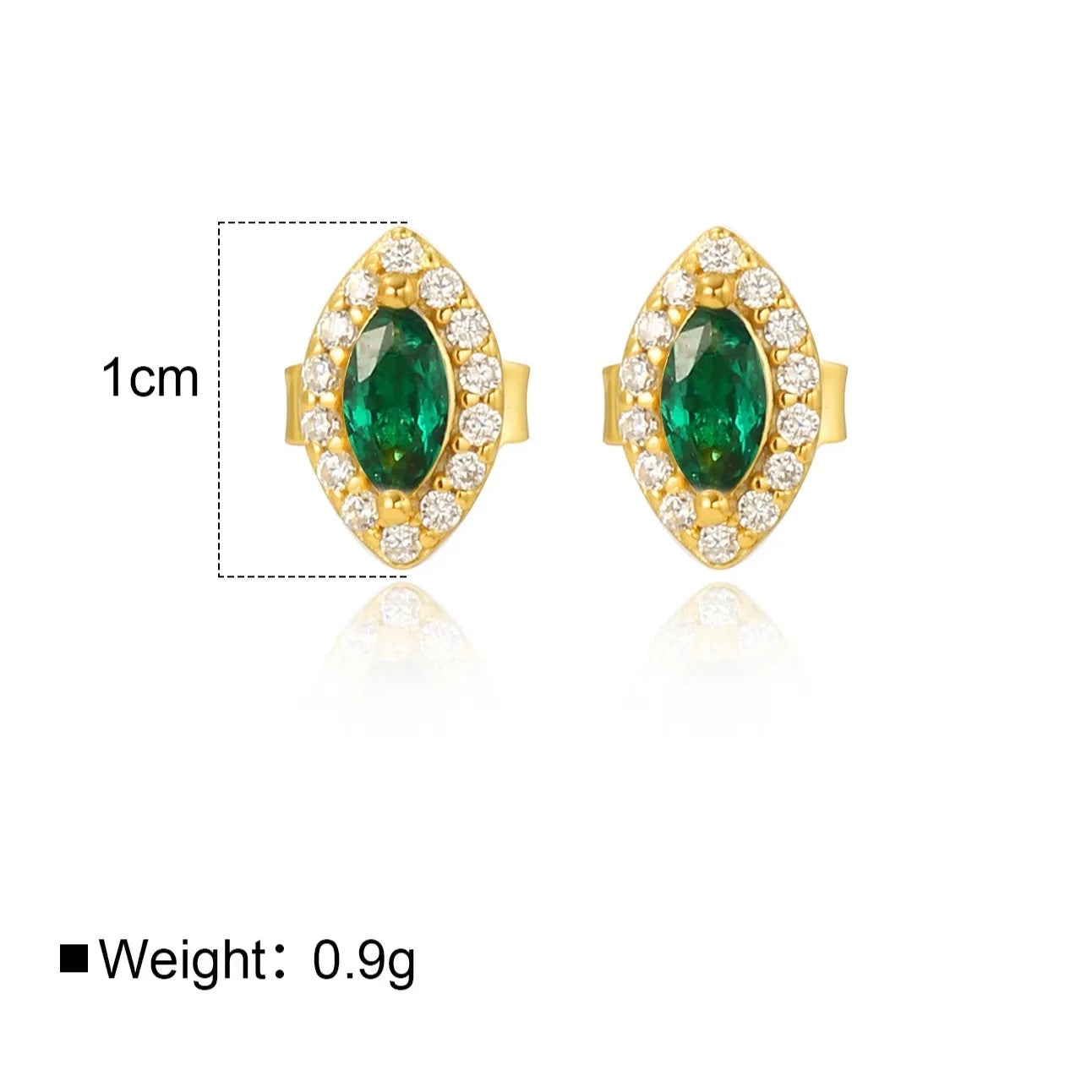 Luxe Oval Emerald Gemstone Stud Earrings