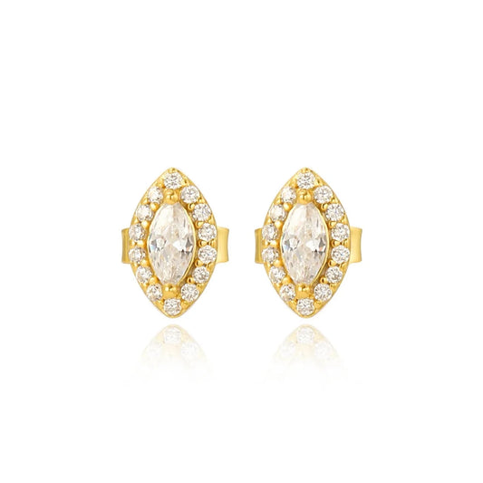 Luxe Oval Crystal Gemstone Stud Earrings