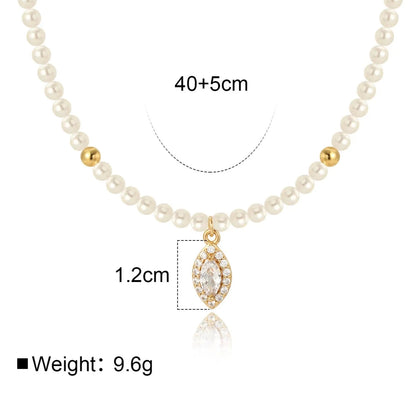 Luxe Oval Crystal Gemstone Pearl Necklace