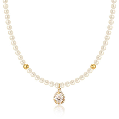 Classic Pure White Gemstone Pearl Necklace