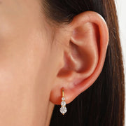 Graduated White Crystal Hoop Earrings